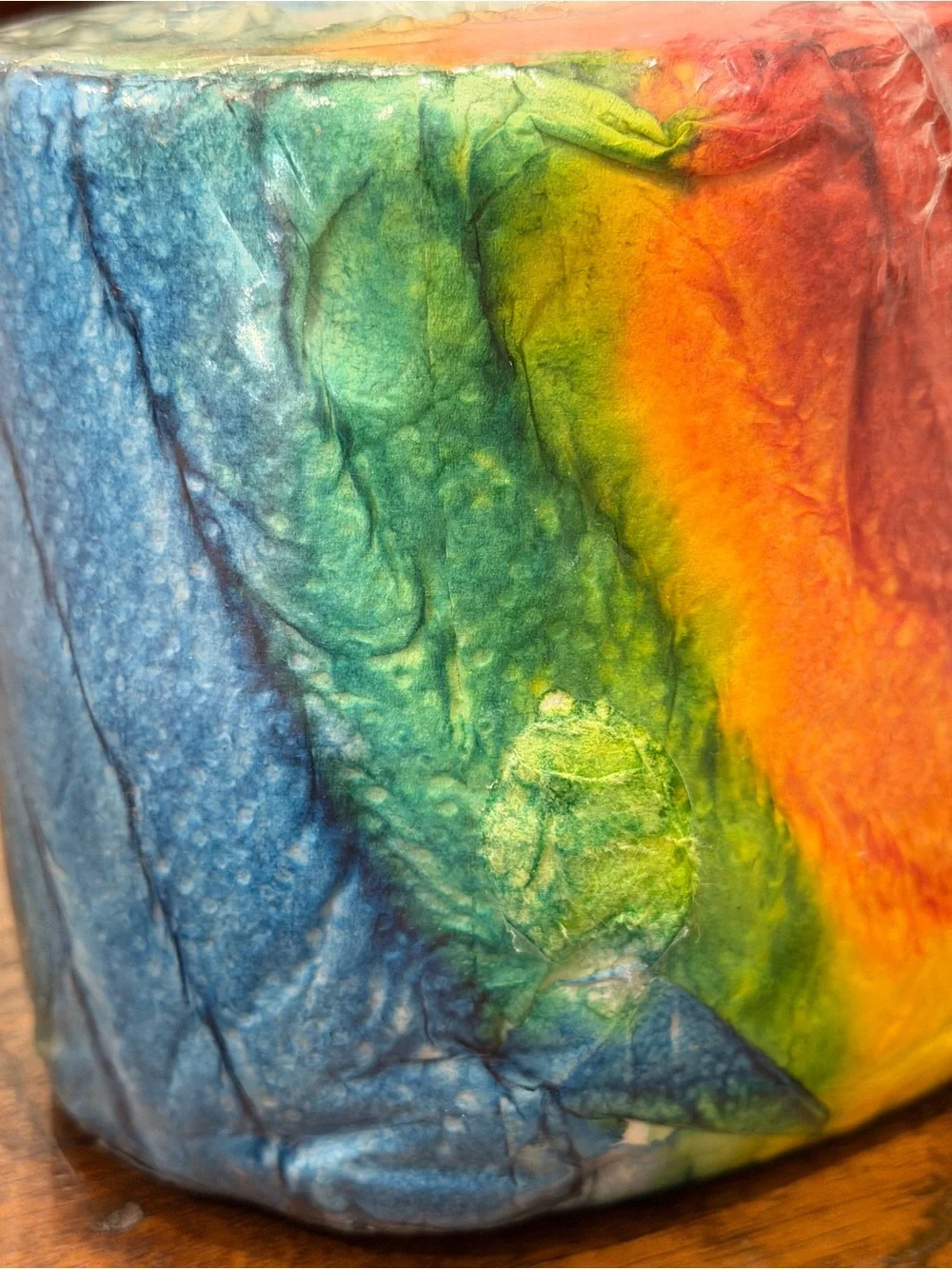 Novelty rainbow-colored, tie-dyed toilet paper W/ label TDTP & Oregon Made